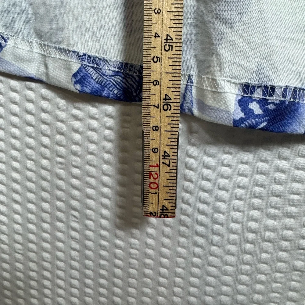 Svaha USA Seashell Print Cotton Dress Blue White Nautical Beach Dress 4X - Picture 5 of 11